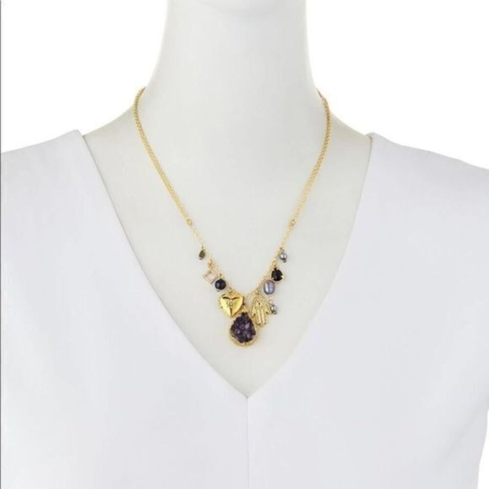 Nakamol Multi Charm necklace double chain